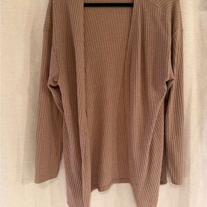 SHEIN Tan Waffle Knit Cardigan